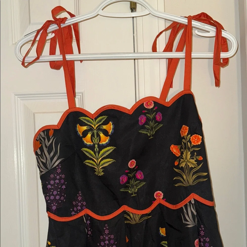 Entro Black Dress with Orange and Pink Floral Accents - Picture 2 of 3